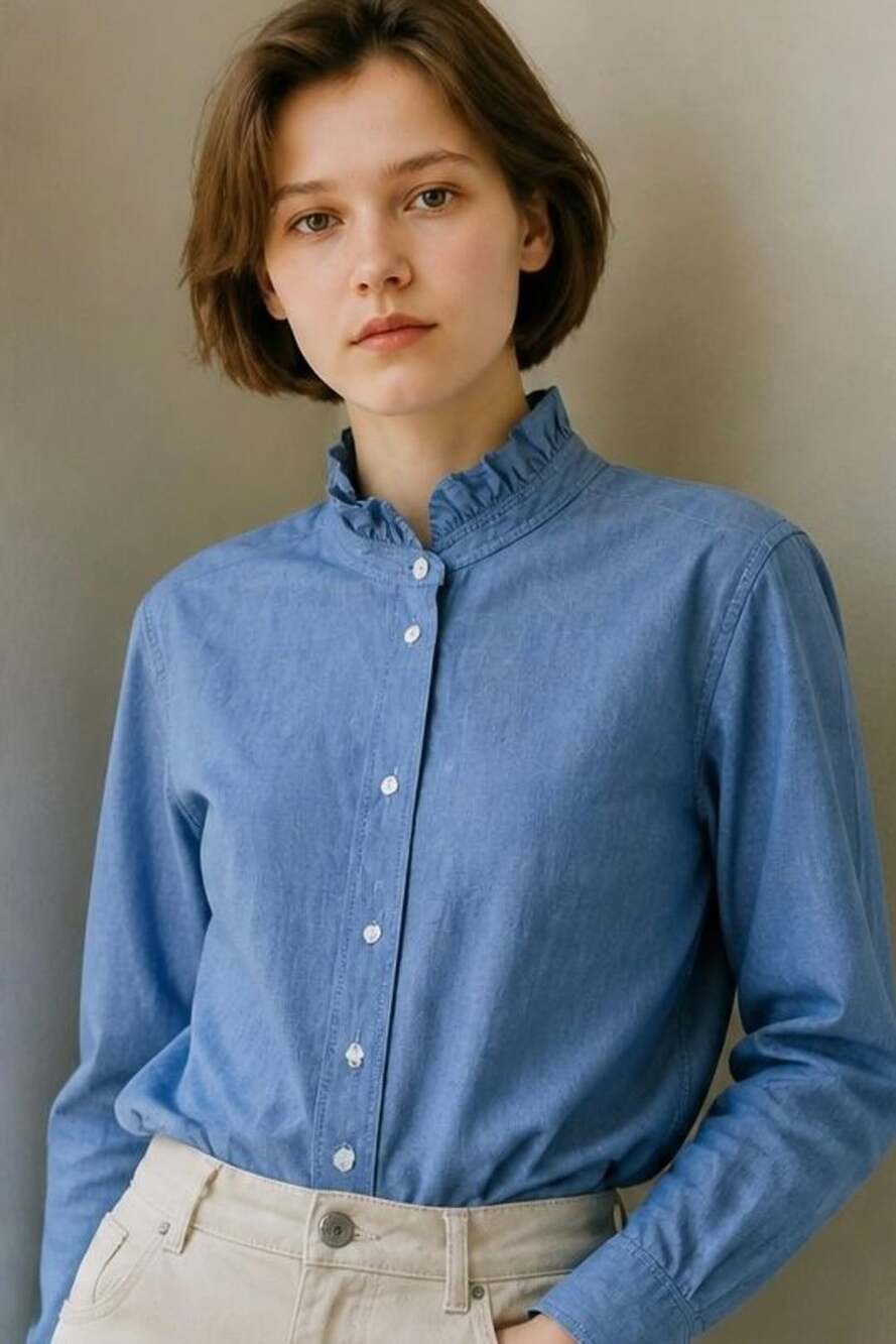 J.Crew Jules Ruffle-Collar Shirt in Regenerative Cotton
